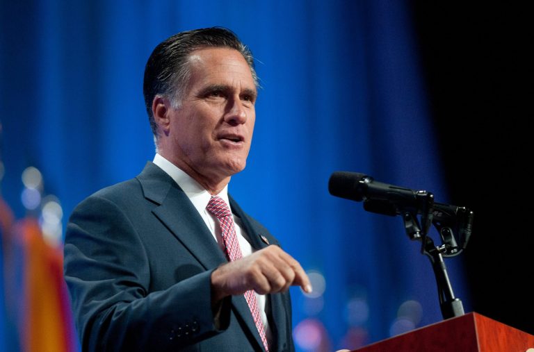 RENO, NV - SEPTEMBER 11:  Republican presidential candidate, former Massachusetts Gov. Mitt Romney addresses the crowd at the 134th National Guard Association Convention at the Reno-Sparks Convention Center, September 11, 2012 in Reno, Nevada. Romney was criticized for failing to mention the war in Afghanistan, and troops serving abroad in his keynote address at the Republican National Convention in Tampa, Florida. (Photo by David Calvert/Getty Images)