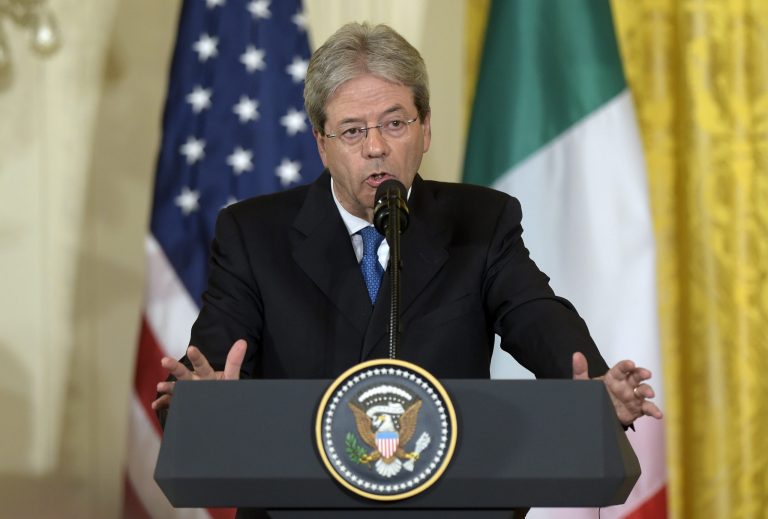 Italian Prime Minister Paolo Gentiloni urged western officials on Thursday not to let China overrun Africa, and said more needs to be done by America and Europe to help the continent develop. (AP Photo/Susan Walsh)