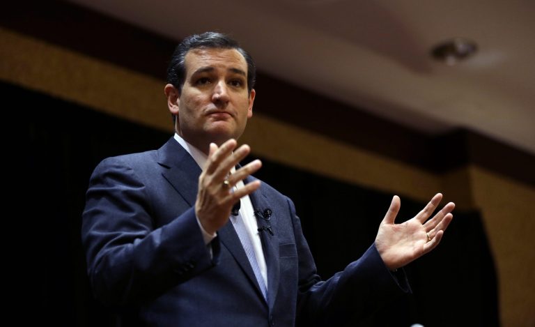 Sen. Ted Cruz, R-Texas, speaks at the Network of Iowa Christian Home Educators' state Capitol day event in Des Moines, Iowa. (AP Photo/Charlie Neibergall)