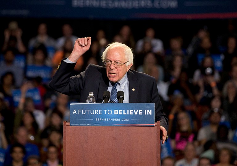 Sanders accused the former secretary of state of using his rhetoric to appeal to voters in 2016. (AP Photo/John Bazemore)
