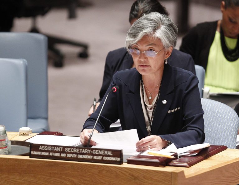 In this photo provided by the United Nations, the U.N. Kyung-wha Kang, Assistant Secretary-General for Humanitarian Affairs and Deputy Emergency Relief Coordinator, briefs the U.N. Security Council on the humanitarian situation in Syria, Thursday, Aug. 28, 2014, at U.N. Headquarters. She told the Security Council that the Islamic State group is taking violence against civilians in Syria 