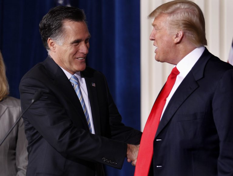 Trump leads Marco Rubio 22 percent to 11 percent. Dr. Ben Carson is third, at 10 percent. If Romney entered the race, however, he would garner 31 percent to Trump's 15 percent. (AP file photo/Gerald Herbert)