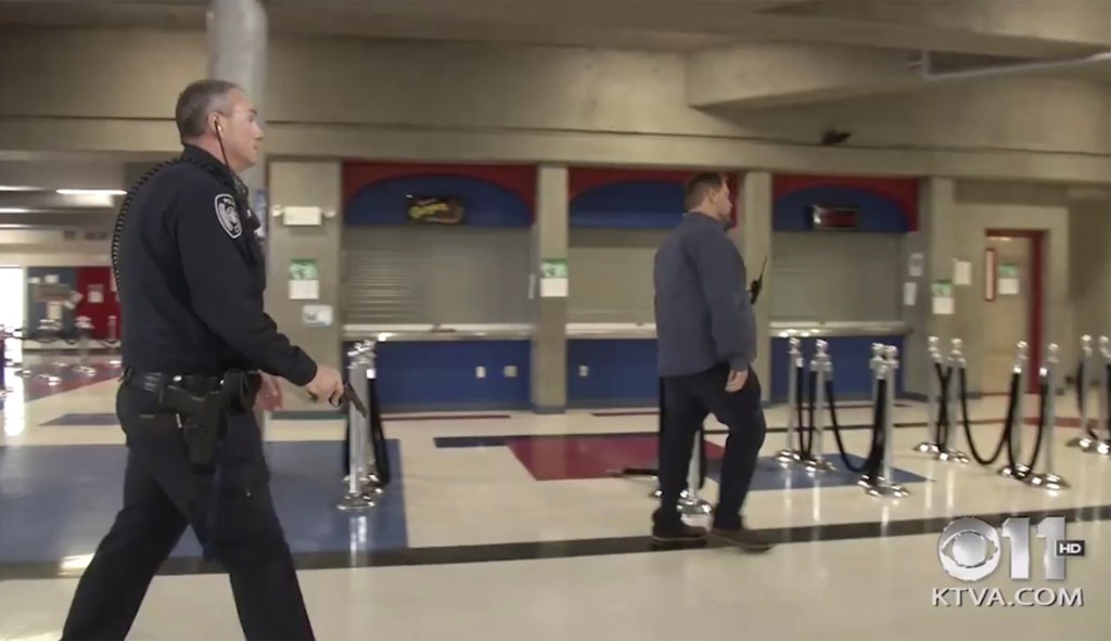 Police officer fires blank rounds in high school hallway during active shooter drill: Watch