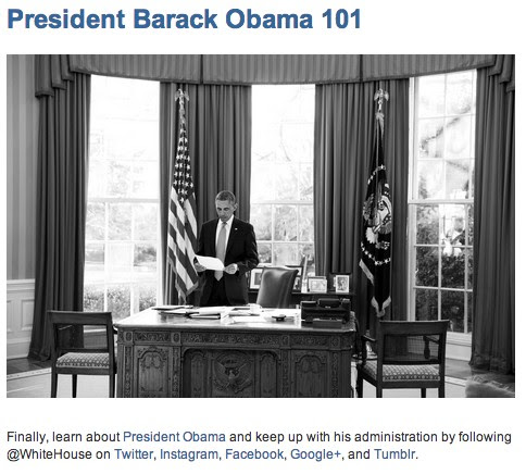 White House on President’s Day: ‘President Barack Obama 101’