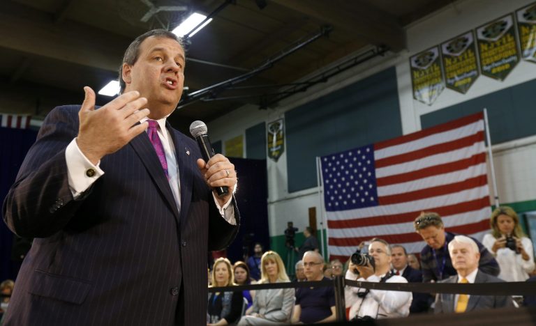 New Jersey Gov. Chris Christie speaks during a town hall meeting, Thursday, May 14, 2015, in Sparta, N.J. Christie has been holding frequent town halls in the early-voting state of New Hampshire as he prepares for an expected presidential campaign. (AP Photo/Julio Cortez)