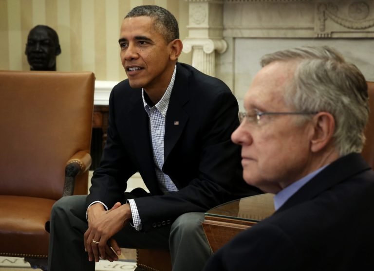 President Obama (left) and Senate Majority Leader Harry Reid, D-Nev., in the Oval Office. (Getty file photo/Alex Wong)