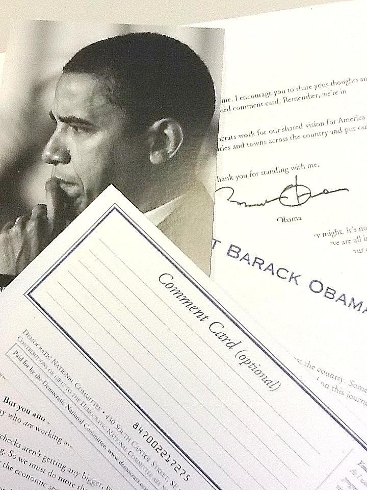 Obama sends suggestion cards – only to Democrats