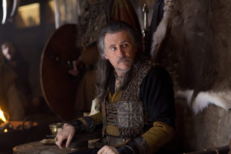 This image released by History shows Gabriel Byrne as Earl Haraldson in a scene from 