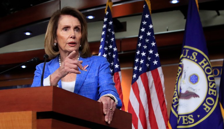 President Trump wants House Minority Leader Nancy Pelosi in her Democratic leadership post because she is good for Republican politics, he said. (AP Photo/Manuel Balce Ceneta)