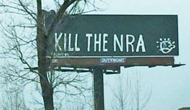 The National Rifle Association posted the image of the billboard on its official Facebook page with the statement, 