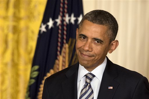 President Barack Obama smiles in the East Room of the White House in Washington, Monday, April 29, 2013, after announcing that he will nominate Charlotte, N.C. Mayor Anthony Foxx to succeed Ray LaHood as the next Transportation Secretary. (AP Photo/Jacquelyn Martin)