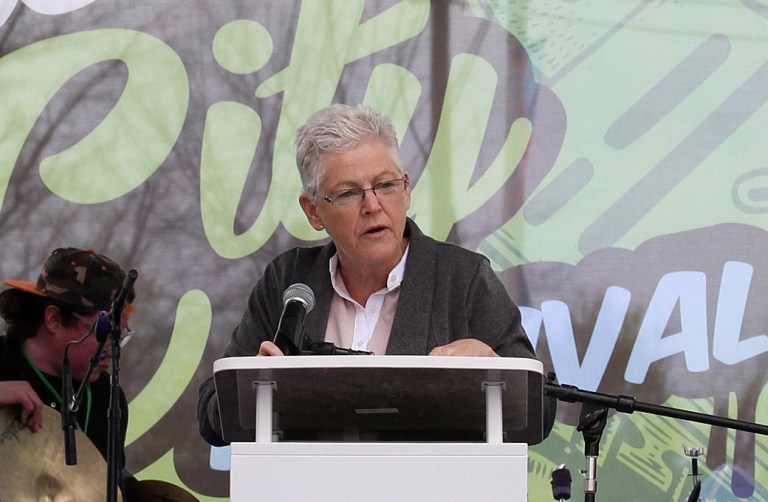 EPA director Gina McCarthy speaks at the 2015 Broccoli City Festival at the Gateway DC Pavilion on Saturday, April 25, 2015, in Washington. (Photo by Donald Traill/Invision/AP)