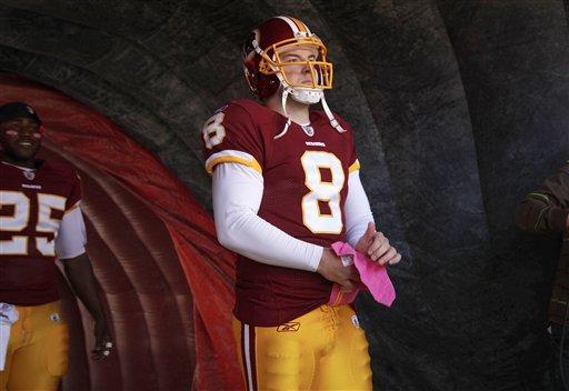 Washington Redskins quarterback Rex Grossman waits in the tunnel to be announced before an NFL football game against Philadelphia Eagles in Landover, Md. Sunday, Oct. 16, 2011. 