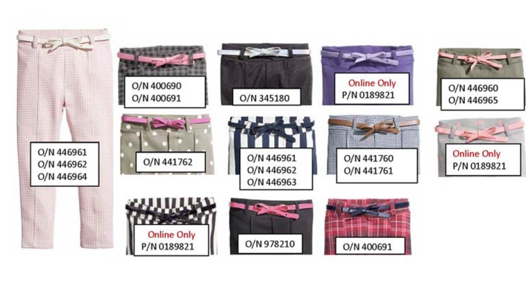 This undated photo provided by the U.S. Consumer Product Safety Commission shows H&M girls leggings that are being recalled.  A metal part on the belt can detach, posing a choking hazard to young children. (AP Photo/U.S. Consumer Product Safety Commission)