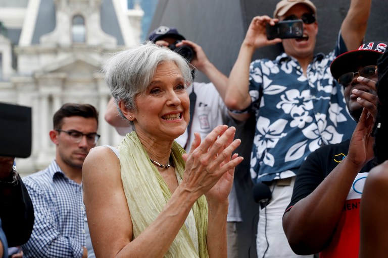 Green Party'sJill Stein seemingly surpassed Donald Trump in ad buys this week when her campaign announced the purchase of $575,000 in national television ads. (AP Photo/John Minchillo)
