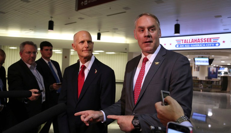 Ryan Zinke said he would not allow offshore drilling in the eastern Gulf of Mexico, after meeting with Florida Gov. Rick Scott Tuesday night. (Scott Keeler/Tampa Bay Times via AP)