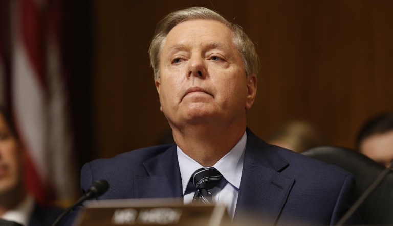 Sen. Lindsey Graham, R-S.C., listens during a Senate Judiciary Committee hearing in Washington, D.C., on Thursday, Sept. 27, 2018