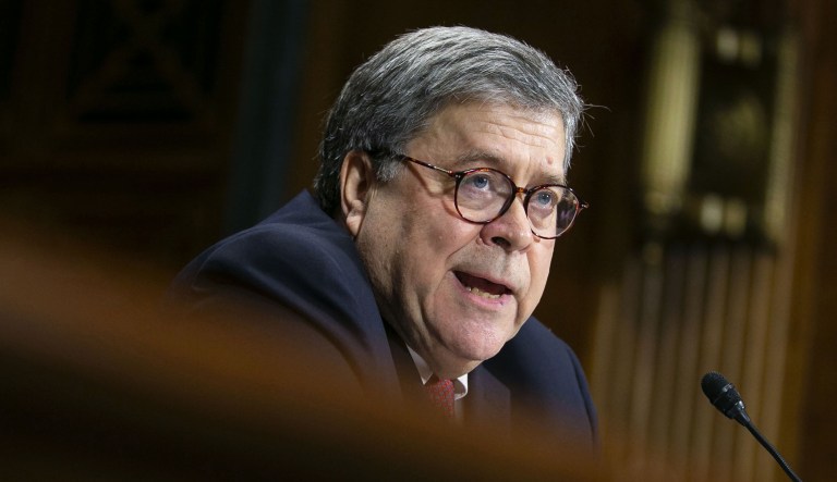 William Barr, U.S. attorney general, speaks during a Senate Judiciary Committee hearing in Washington, D.C., on Wednesday, May 1, 2019.
