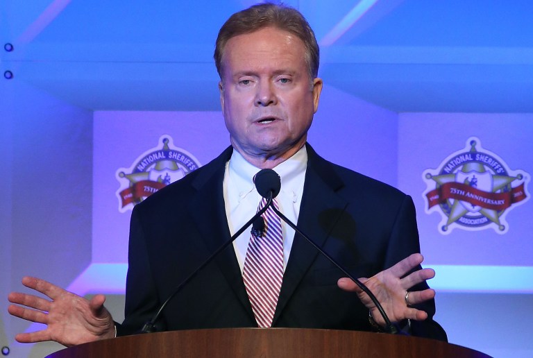 Former Sen. Jim Webb speaks at the National Sheriffs' Association annual conference June 30, 2015 in Baltimore. (Photo by Mark Wilson/Getty Images)