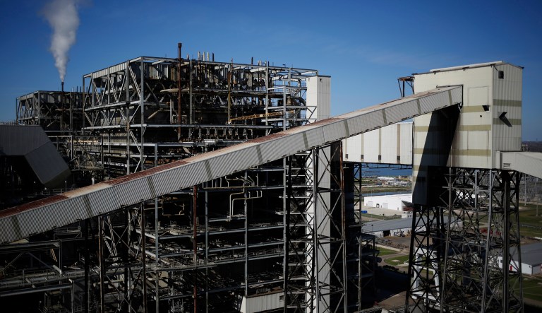 the Petra Nova plant outside Houston, America's only successfully running carbon capture facility, sends the carbon dioxide via pipeline to nearby oil fields, where it is used to assist in the extraction of crude oil. (Luke Sharrett/Bloomberg)
