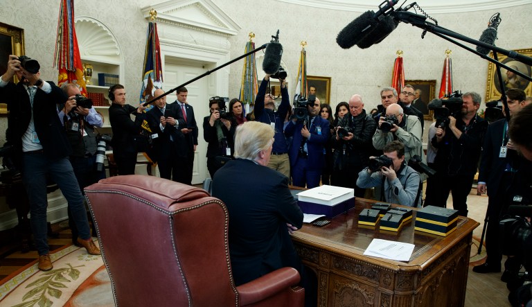 President Trump in recent weeks have inspired media figures to draw comparisons between the commander in chief and a slew of unpopular historical figures from Nazi leader Adolf Hitler to communist China leader Mao Zedong. (AP Photo/Evan Vucci)