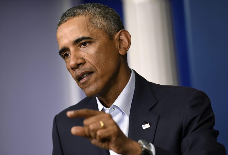 President Barack Obama speaks in the James Brady Press Briefing Room in the White House in Washington, Monday, Aug. 18, 2014. Taking a two-day break from summer vacation, Obama met with top advisers at the White House to review developments in Iraq and in racially charged Ferguson, Mo., two trouble spots where Obama has ordered his administration to intervene. (AP Photo/Susan Walsh)