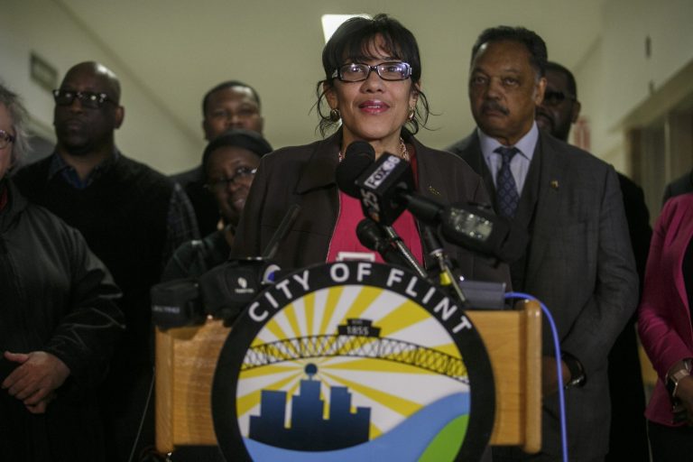 We need a fighter in the white house ... and Hillary Clinton has said that she will take that on,? Karen Weaver said. (Sean Proctor/The Flint Journal-MLive.com via AP)