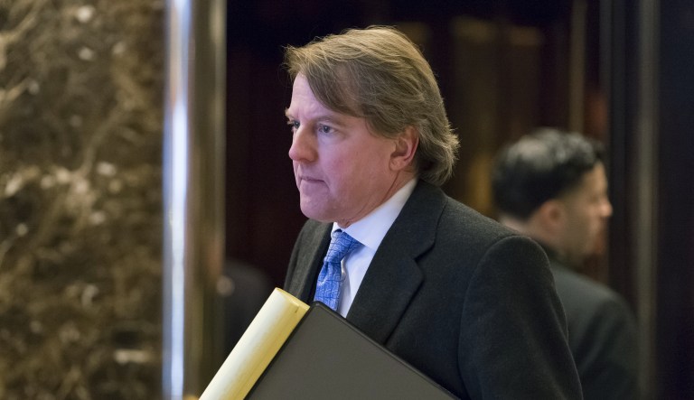 Don McGahn permitted the embattled administration official to work in the West Wing because Rob Porter denied their claims, according to a report published Friday morning. (Albin Lohr-Jones/Pool via Bloomberg)