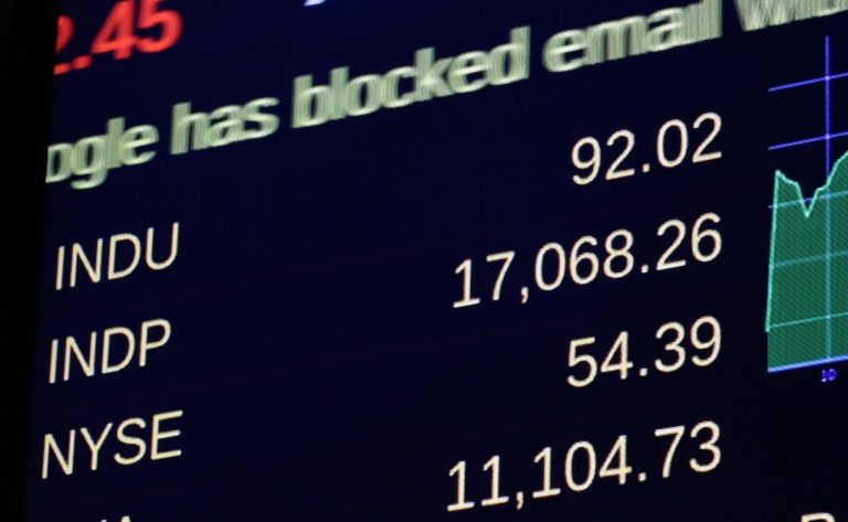 A board above the trading floor of the New York Stock Exchange shows the closing number for the Dow Jones industrial average, Thursday, July 3, 2014. The Dow Jones industrial average topped 17,000 for the first time Thursday, the index's first big 1,000-point milestone this year, following news that hiring in the U.S. accelerated last month.  (AP Photo/Richard Drew)