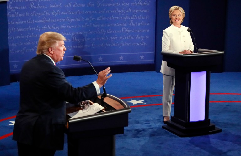 Though she doesn't quite come out and say it, Liz Spayd appears to agree with the many irate readers who say the Times could have done a better job covering the 2016 presidential election. (Mark Ralston/Pool via AP)