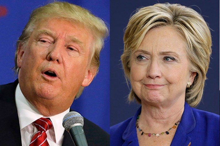 A new poll shows Hillary Clinton has a significant lead over Donald Trump in four key swing states. (AP Photo/Steven Senne, File)