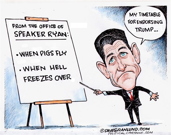 Editorial cartoon: Ryan’s timetable for endorsing Trump