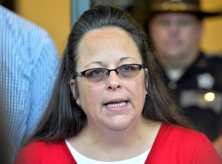 U.S. District Court Judge David Bunning, the same person who placed Kim Davis in jail in 2015 after he found her in contempt of court, dismissed all the lawsuits, the Courier Journal reported. (AP Photo)