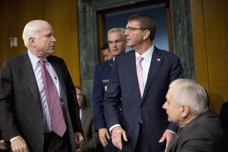 Sen. John McCain, R-Ariz., told Defense Secretary Ash Carter that the military will not see more money for training Syrian rebels until it proves it can use it better than the first $43 million, which yielded only a handful of trained fighters. (AP Photo/Pablo Martinez Monsivais)