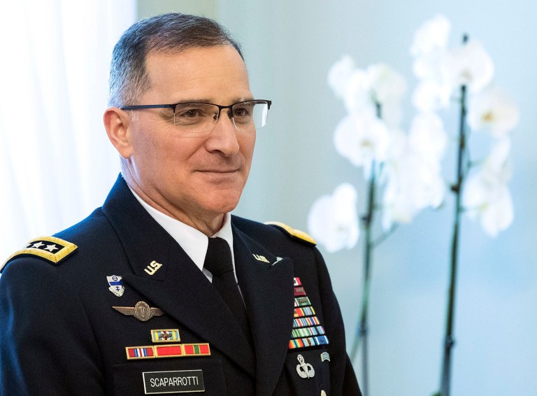 Army Gen. Curtis Scaparrotti, who is both the U.S. European Commander and NATO's Supreme Commander, told a House committee Tuesday that he needs troops that are based in Europe, and don't simply rotate in and out. (AP Photo/Mindaugas Kulbis)