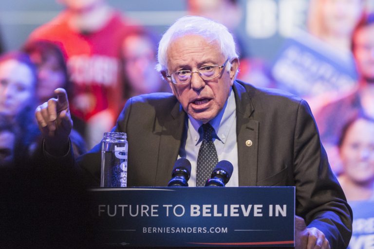 Democratic presidential candidate, Sen. Bernie Sanders, I-Vt., has raised $39 million in March so far, and is trying to break his record of $43 million in one month. (AP Photo/Andy Manis)