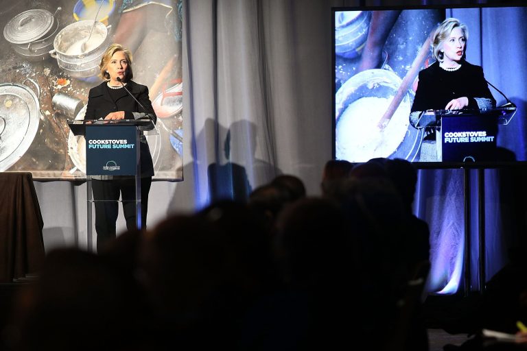 Hillary Rodham Clinton speaks at the Cookstoves Future Summit on November 21, 2014 in New York City. (Photo by Spencer Platt/Getty images)