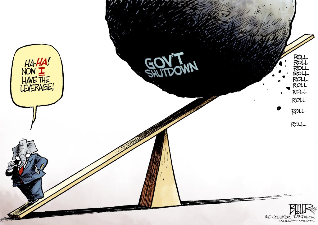 Editorial cartoon: Shutdown leverage