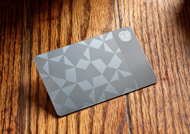   This undated image provided by Starbucks shows the limited-edition $450 gift card made of stainless steel, which is good for $400 in Starbucks store credit and includes gold level membership for the Starbucks rewards program. The cards will go on sale at noon ET on Friday, Dec. 7, 2012, and will be available until the supply of 5,000 cards is sold out. (AP Photo/Starbucks)  