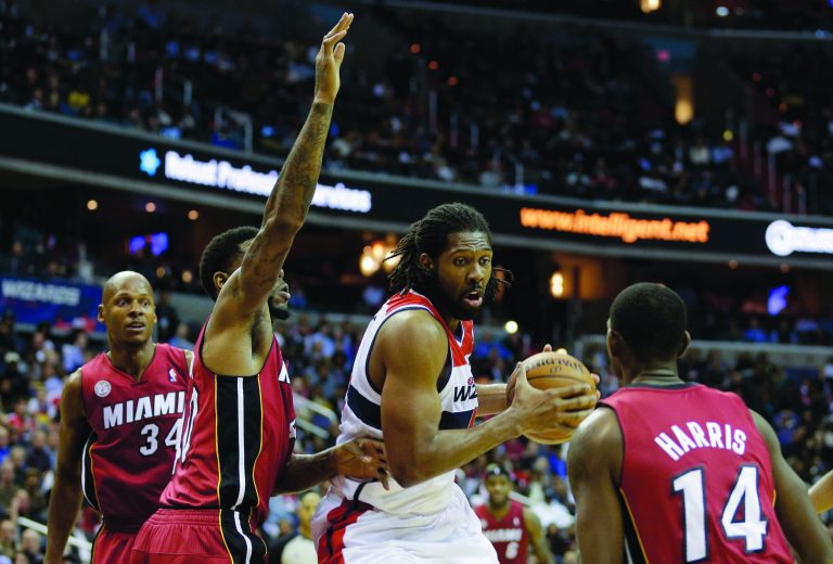 Rob Carr/Getty Images
Wizards center Nene had seven points and five rebounds on Tuesday night.
