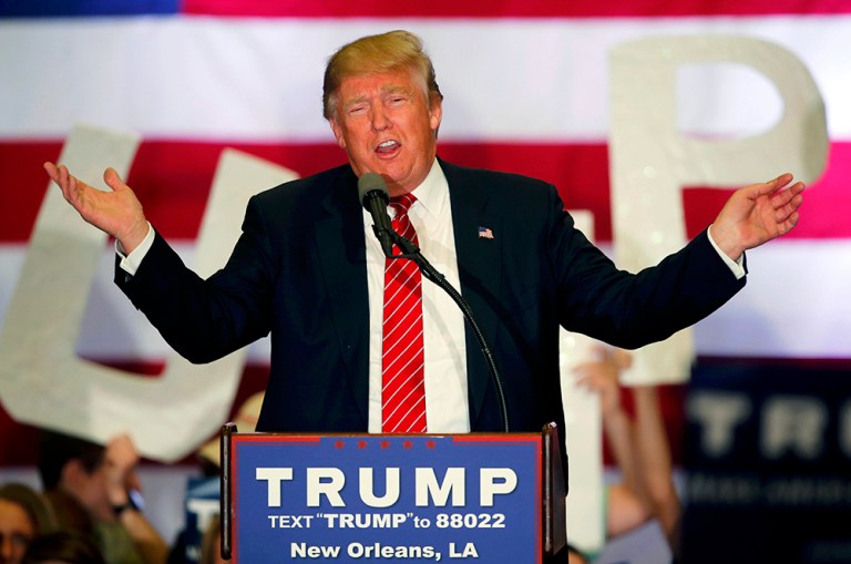 Republican presidential candidate Donald Trump speaks at a campaign rally in New Orleans, Friday, March 4, 2016. (AP Photo/Gerald Herbert)