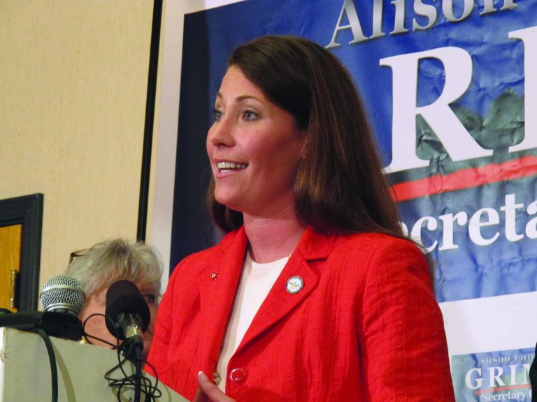 Democrat Alison Lundergan Grimes speaks with reporters about her decision to challenge U.S. Senate Republican Leader Mitch McConnell during a press conference in Frankfort, Ky., on Monday, July 1, 2013. Grimes criticized McConnell as an obstructionist in Washington. (AP Photo/Roger Alford)