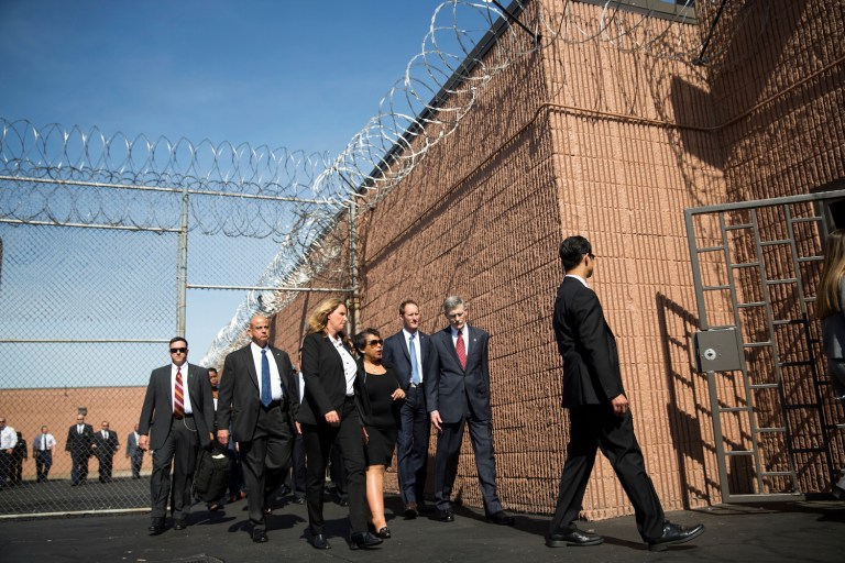 Hillary Clinton leaned strongly left on crime, while Trump declared himself the law and order candidate. (AP Photo/Evan Vucci)
