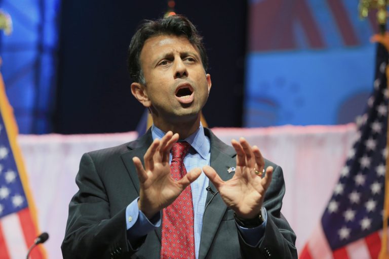 Louisiana Gov. Bobby Jindal speaks at the Iowa Faith & Freedom 15th Annual Spring Kick Off, in Waukee, Iowa, Saturday, April 25, 2015. (AP Photo/Nati Harnik)