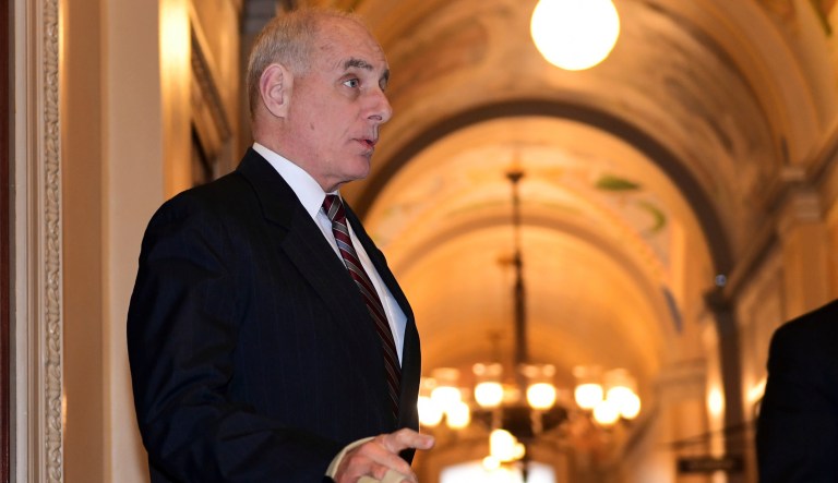 White House Chief of Staff John Kelly arrives on Capitol Hill in Washington, Wednesday, Jan. 17, 2018, for a meeting with the Congressional Hispanic Caucus. (AP Photo/Susan Walsh)