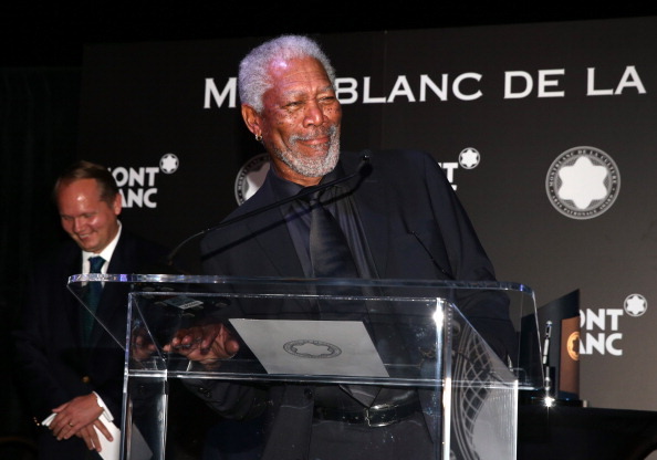 LOS ANGELES, CA - OCTOBER 02:  Actor Morgan Freeman speaks onstage during Montblanc Honors Quincy Jones at the Montblanc de la Culture Arts Patronage Award Ceremony held at Chateau Marmont on October 2, 2012 in Los Angeles, California.  (Photo by Christopher Polk/Getty Images For Montblanc)