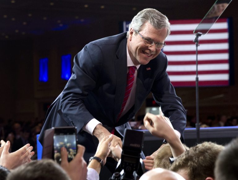 Bush was the biggest draw for the series of meet-and-greets with GOP 2016 contenders at this year's CPAC. (AP)