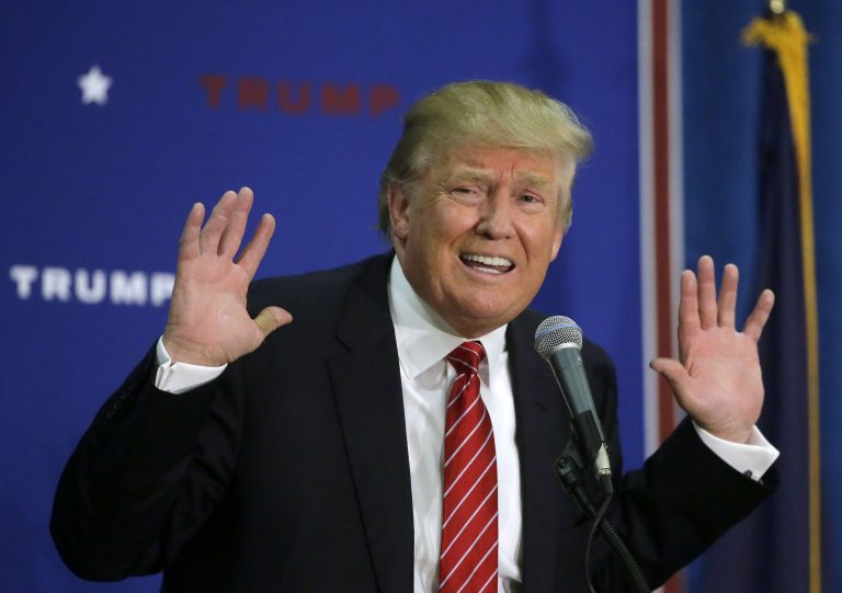 In this Sept. 30, 2015, photo, Republican presidential candidate, businessman Donald Trump talks during a campaign stop in Keene, N.H. (AP Photo/Steven Senne)