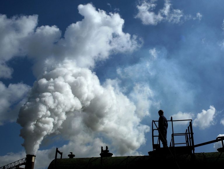 A chimney is seen emitting steam on April 11, 2006, Cheshire, England.Â Fifteen Senate Democrats are pressing President Obama to regulate emissions of methane, a potent greenhouse gas produced during hydraulic fracturing and delivery of natural gas through pipelines.Â (Photo by Christopher Furlong/Getty images)