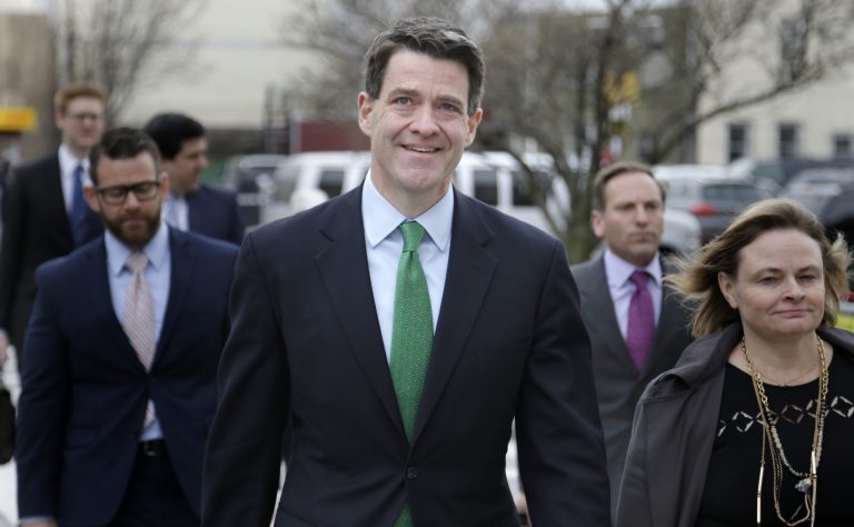 Bill Baroni, 45, was the first of two former Christie allies to be sentenced Wednesday. (AP Photo/Seth Wenig)
